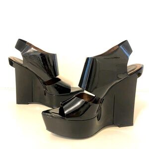 Marni Black Patent Leather Platform Shoes Size 35